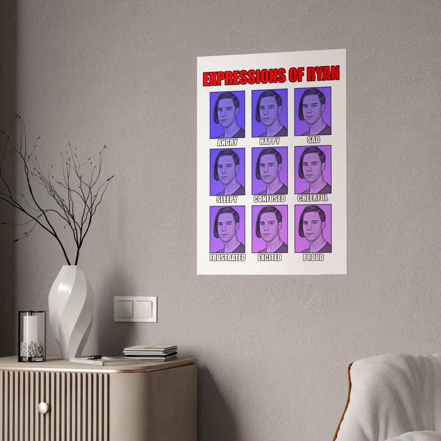Glossy Expression Poster - Ryan's Emotions Wall Art