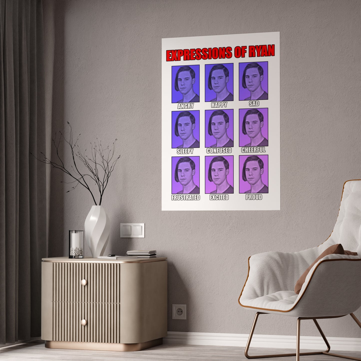 Glossy Expression Poster - Ryan's Emotions Wall Art