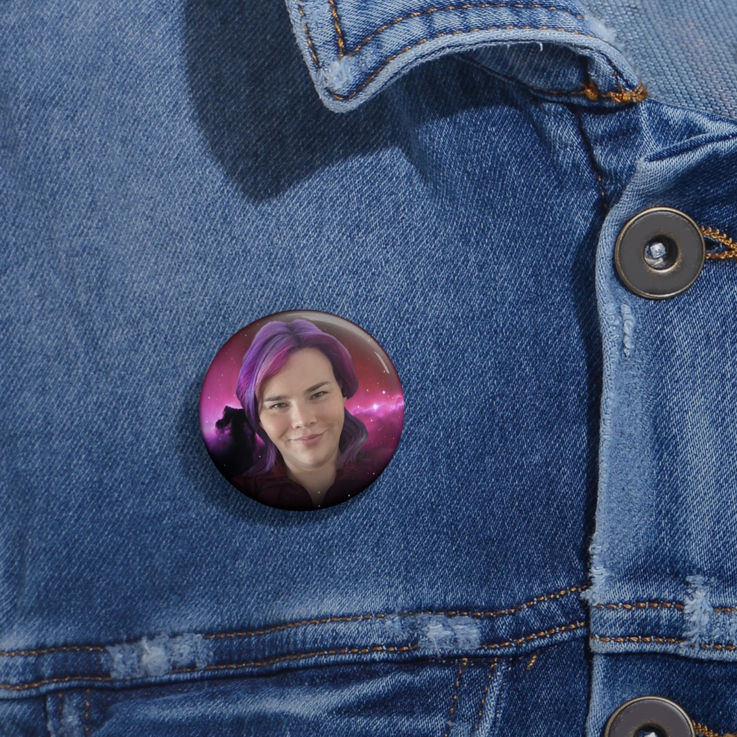 Jami's Face - Space NEWS - Pin Buttons 1.25" / 2.25" - W