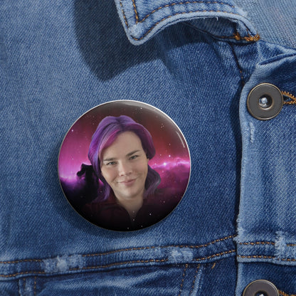 Jami's Face - Space NEWS - Pin Buttons 1.25" / 2.25" - W