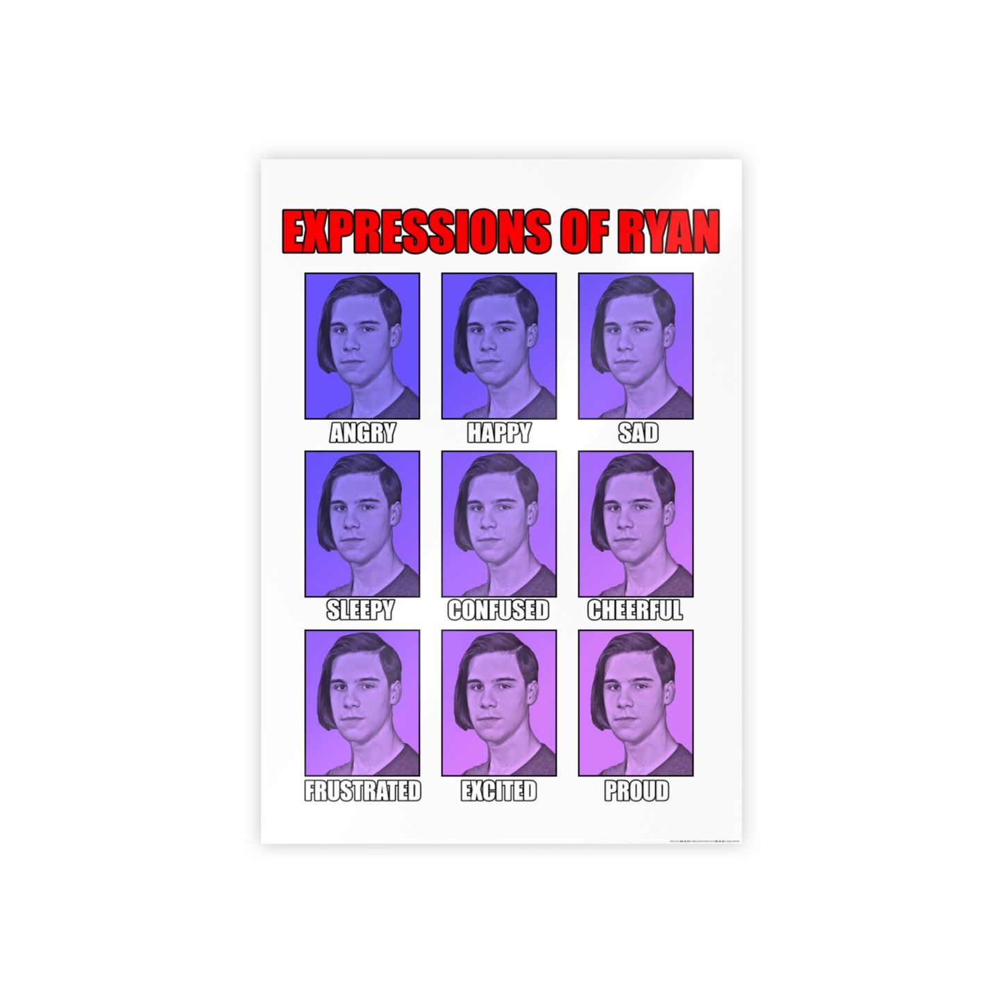 Glossy Expression Poster - Ryan's Emotions Wall Art